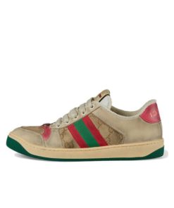 구찌 스크리너 Leather Sneaker GG 에나멜 패션 플레이트 570443 9Y920 9665